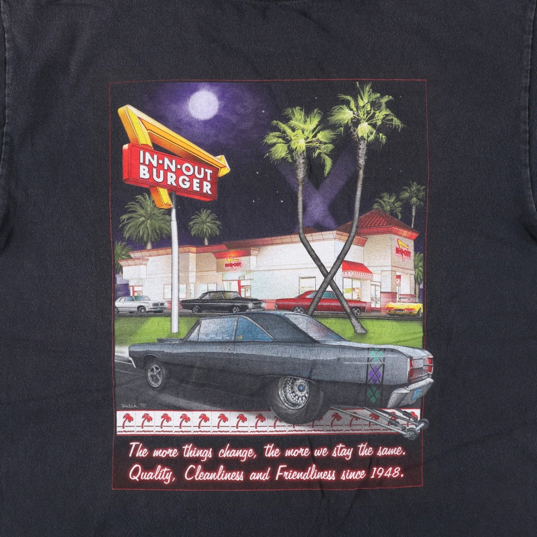 IN-N-OUT BURGER In-and-Out Burger Advertising T-shirt, Men's M size cotton black type Vintage Second Hand