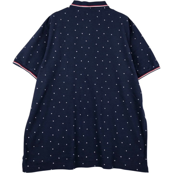 Ralph Lauren POLO RALPH LAUREN CLASSIC FIT all-over star print short-sleeved polo shirt, men's size XL (approx.) cotton navy blue type Vintage Second Hand