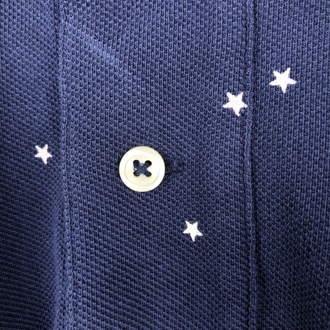 Ralph Lauren POLO RALPH LAUREN CLASSIC FIT all-over star print short-sleeved polo shirt, men's size XL (approx.) cotton navy blue type Vintage Second Hand