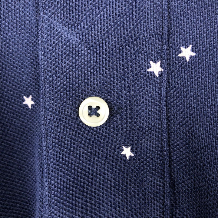 Ralph Lauren POLO RALPH LAUREN CLASSIC FIT all-over star print short-sleeved polo shirt, men's size XL (approx.) cotton navy blue type Vintage Second Hand