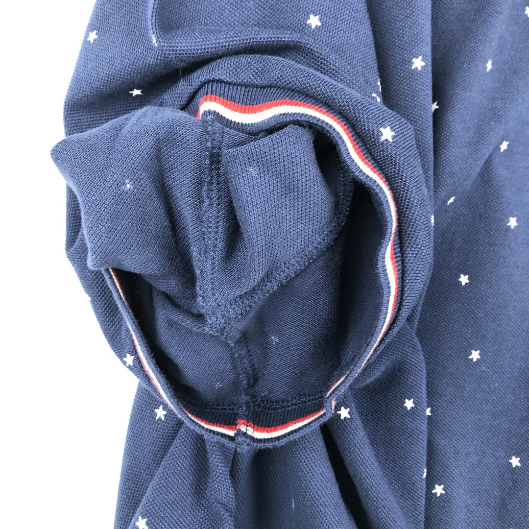 Ralph Lauren POLO RALPH LAUREN CLASSIC FIT all-over star print short-sleeved polo shirt, men's size XL (approx.) cotton navy blue type Vintage Second Hand