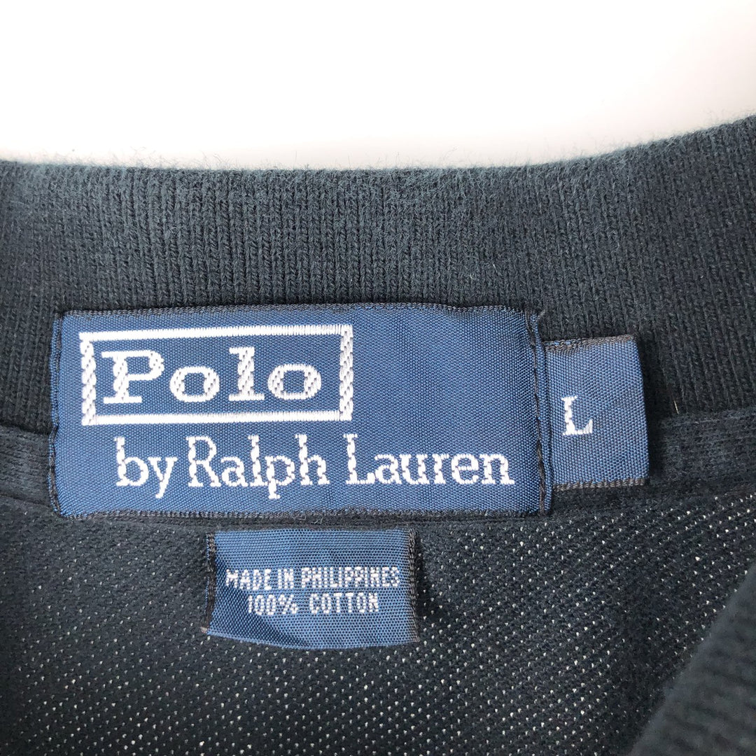 Ralph Lauren POLO by Ralph Lauren short sleeve polo shirt, men's size L cotton black type Vintage Second Hand