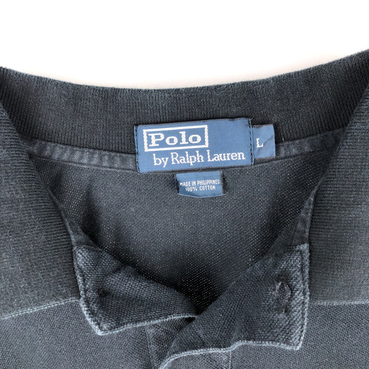 Ralph Lauren POLO by Ralph Lauren short sleeve polo shirt, men's size L cotton black type Vintage Second Hand