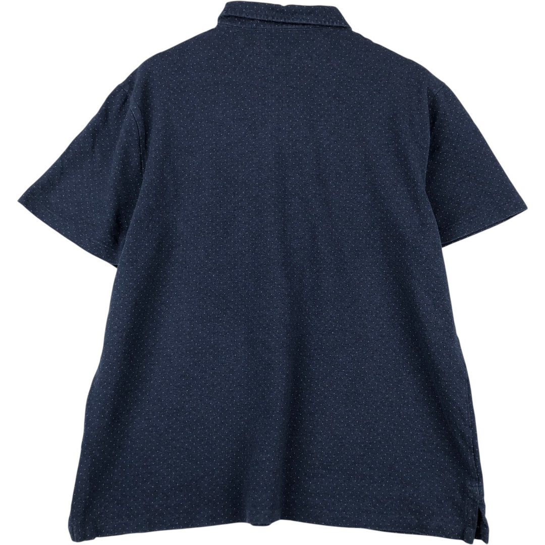 Ralph Lauren POLO RALPH LAUREN CUSTOM SLIM FIT Dot Pattern Short-Sleeve Polo Shirt (Men's XL equivalent) cotton navy blue type Vintage Second Hand