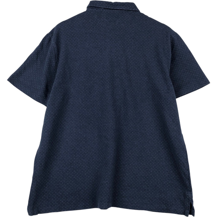 Ralph Lauren POLO RALPH LAUREN CUSTOM SLIM FIT Dot Pattern Short-Sleeve Polo Shirt (Men's XL equivalent) cotton navy blue type Vintage Second Hand