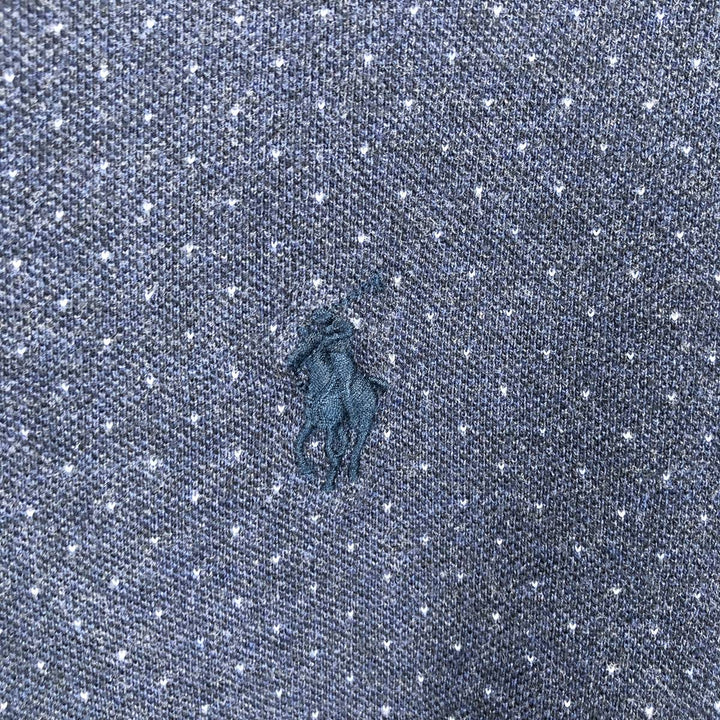 Ralph Lauren POLO RALPH LAUREN CUSTOM SLIM FIT Dot Pattern Short-Sleeve Polo Shirt (Men's XL equivalent) cotton navy blue type Vintage Second Hand