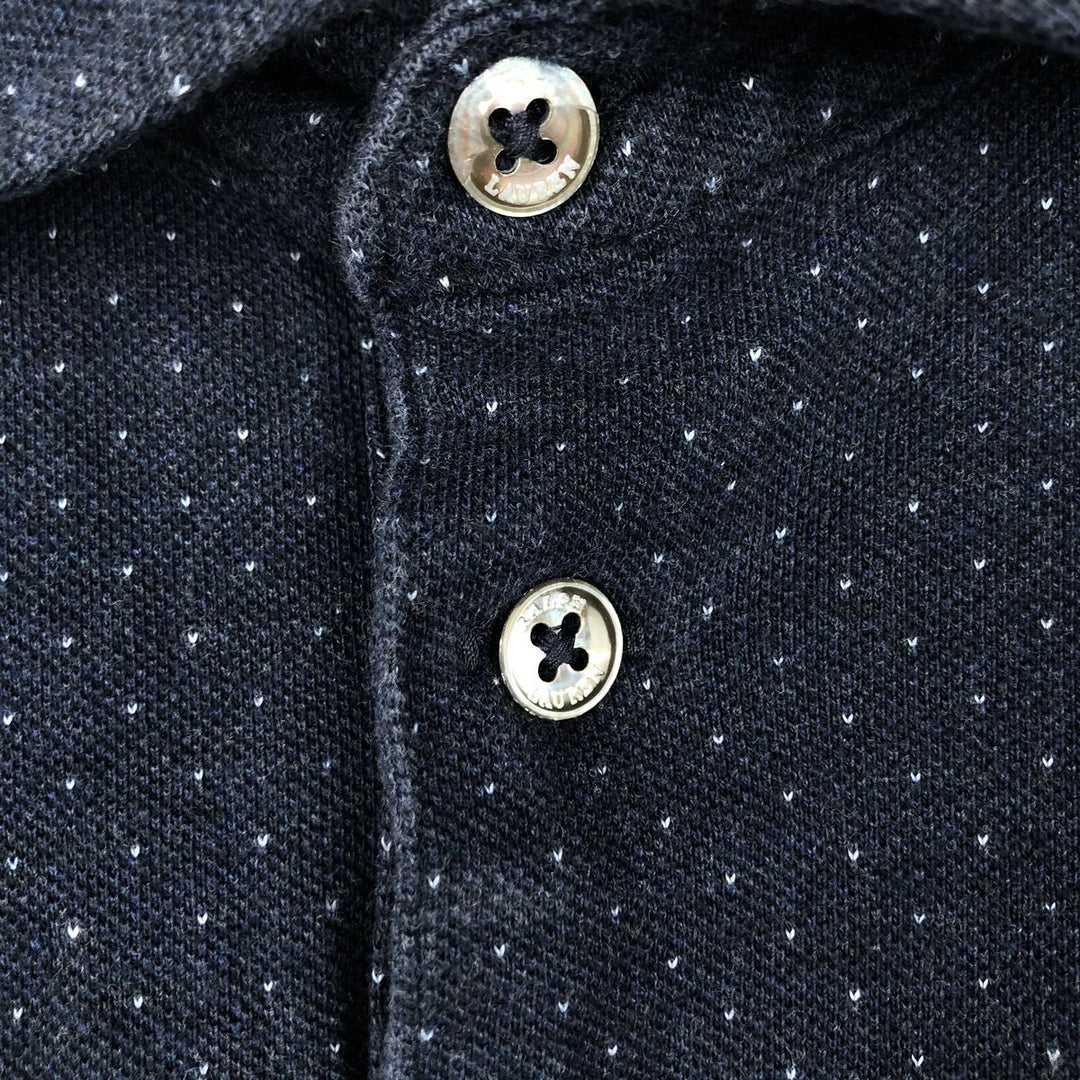 Ralph Lauren POLO RALPH LAUREN CUSTOM SLIM FIT Dot Pattern Short-Sleeve Polo Shirt (Men's XL equivalent) cotton navy blue type Vintage Second Hand