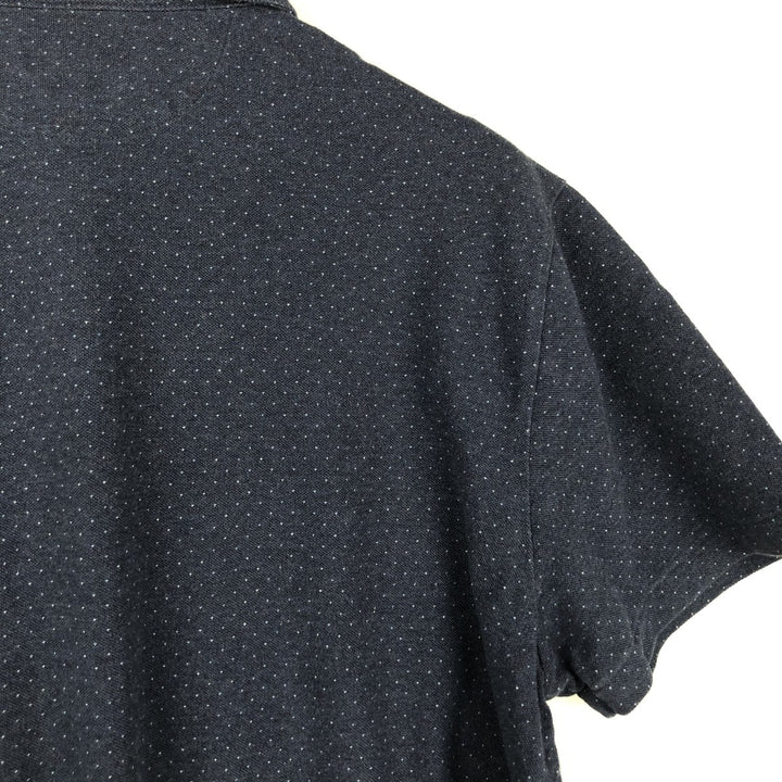 Ralph Lauren POLO RALPH LAUREN CUSTOM SLIM FIT Dot Pattern Short-Sleeve Polo Shirt (Men's XL equivalent) cotton navy blue type Vintage Second Hand