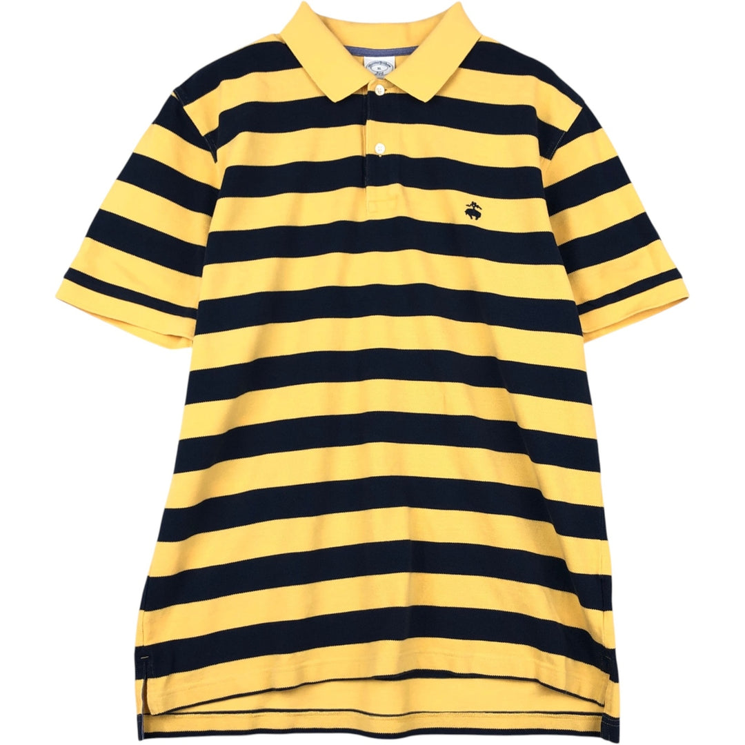 Brooks Brothers 346 short sleeve striped polo shirt, men's size XL cotton yellow type Vintage Second Hand