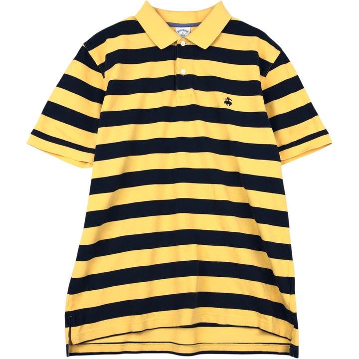 Brooks Brothers 346 short sleeve striped polo shirt, men's size XL cotton yellow type Vintage Second Hand