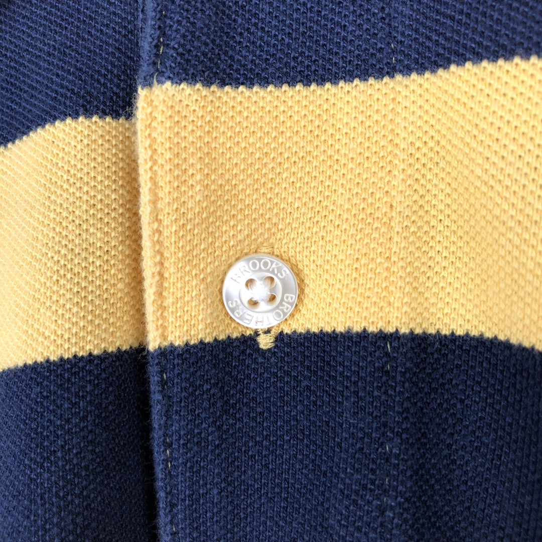 Brooks Brothers 346 short sleeve striped polo shirt, men's size XL cotton yellow type Vintage Second Hand
