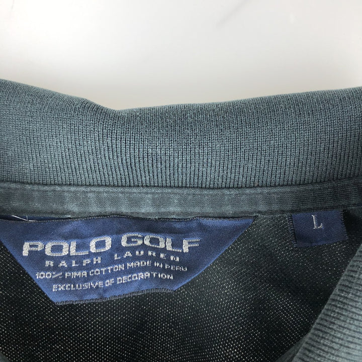 Ralph Lauren POLO GOLF Polo Golf short sleeve polo shirt for men size L Pima Cotton black type Vintage Second Hand