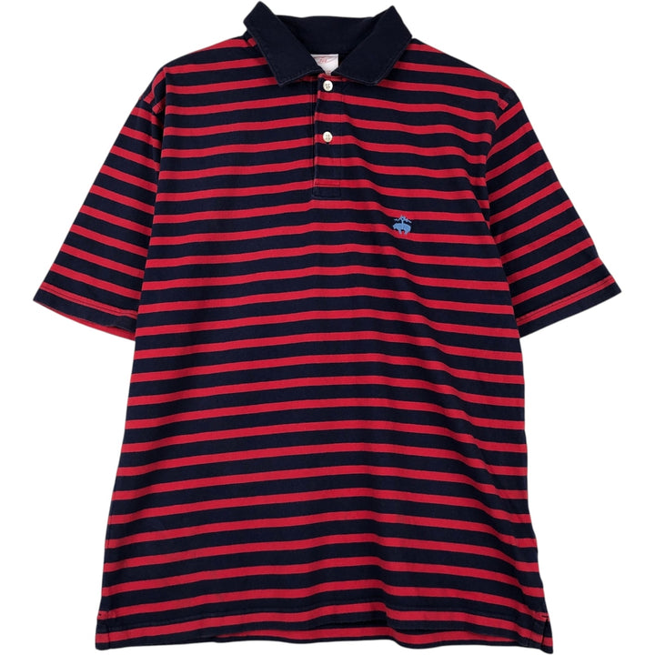 Brooks Brothers 346 Short-Sleeve Striped Polo Shirt, Men's Size M (approx.) cotton red type Vintage Second Hand