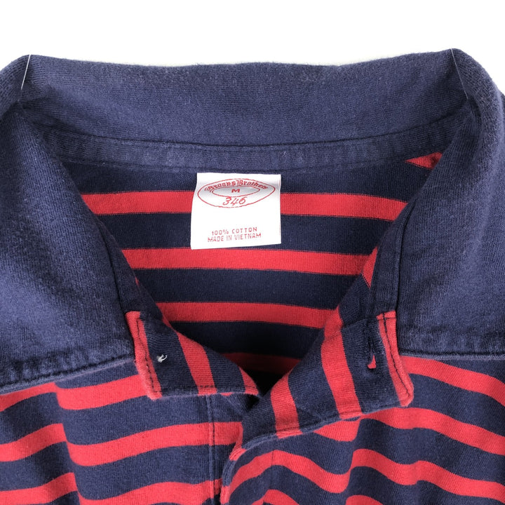 Brooks Brothers 346 Short-Sleeve Striped Polo Shirt, Men's Size M (approx.) cotton red type Vintage Second Hand