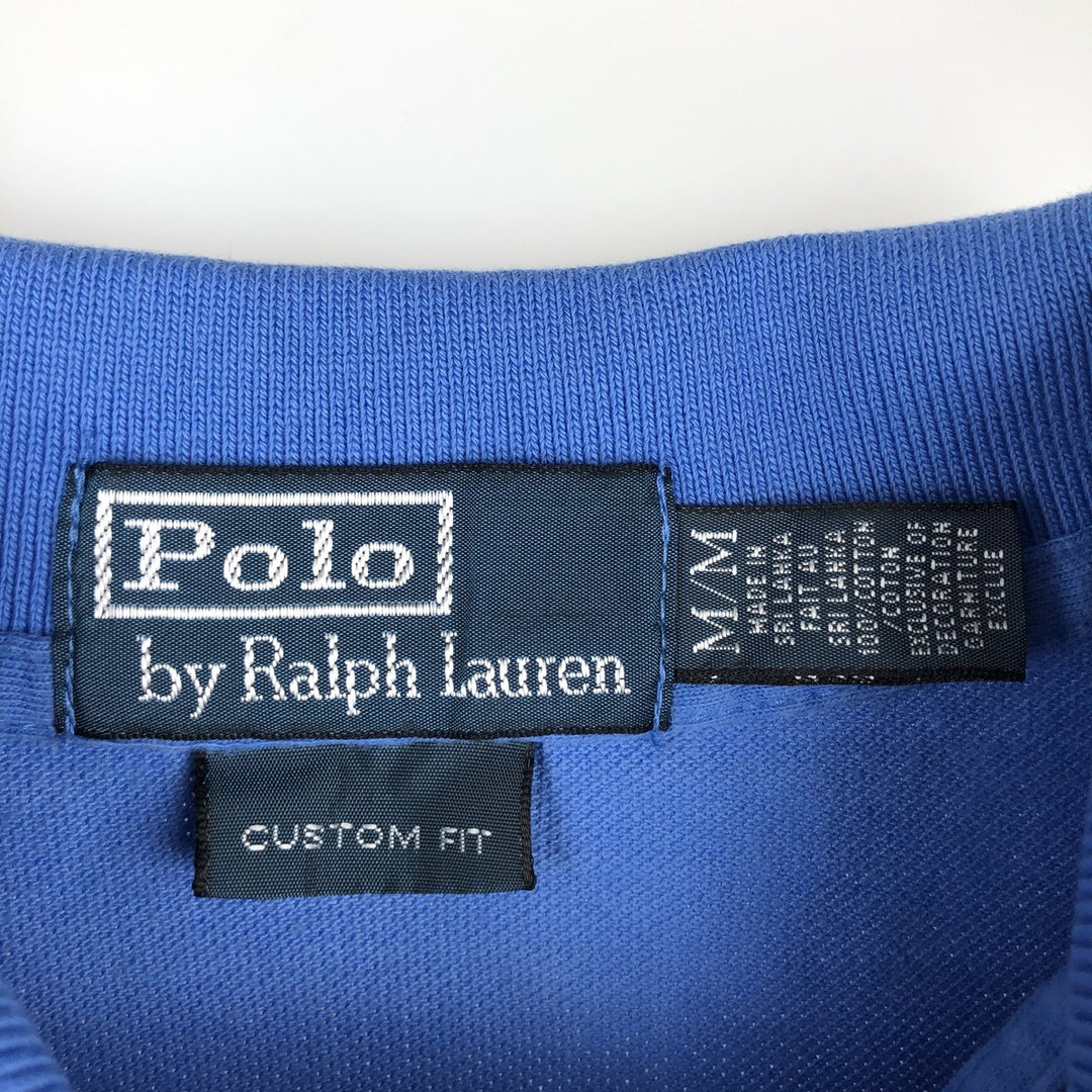 Ralph Lauren POLO by Ralph Lauren CUSTOM FIT Short-Sleeve Polo Shirt, Men's Size M (approx.) cotton Blue type light blue Vintage Second Hand