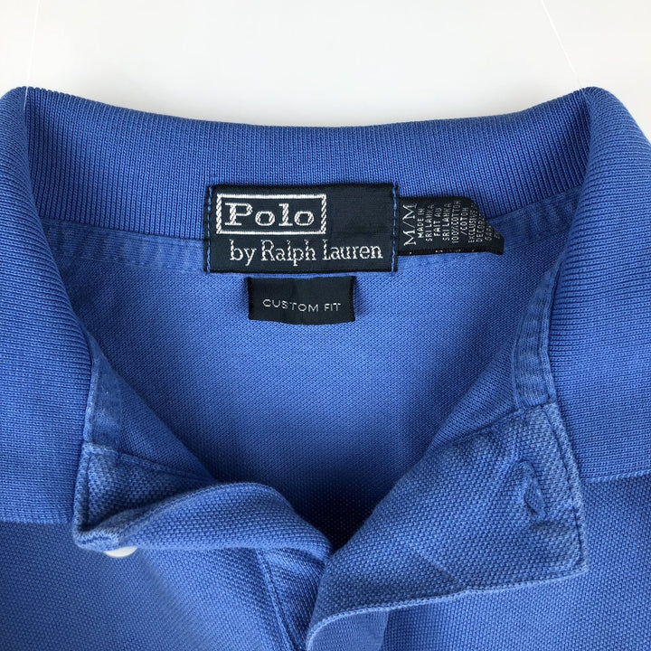 Ralph Lauren POLO by Ralph Lauren CUSTOM FIT Short-Sleeve Polo Shirt, Men's Size M (approx.) cotton Blue type light blue Vintage Second Hand