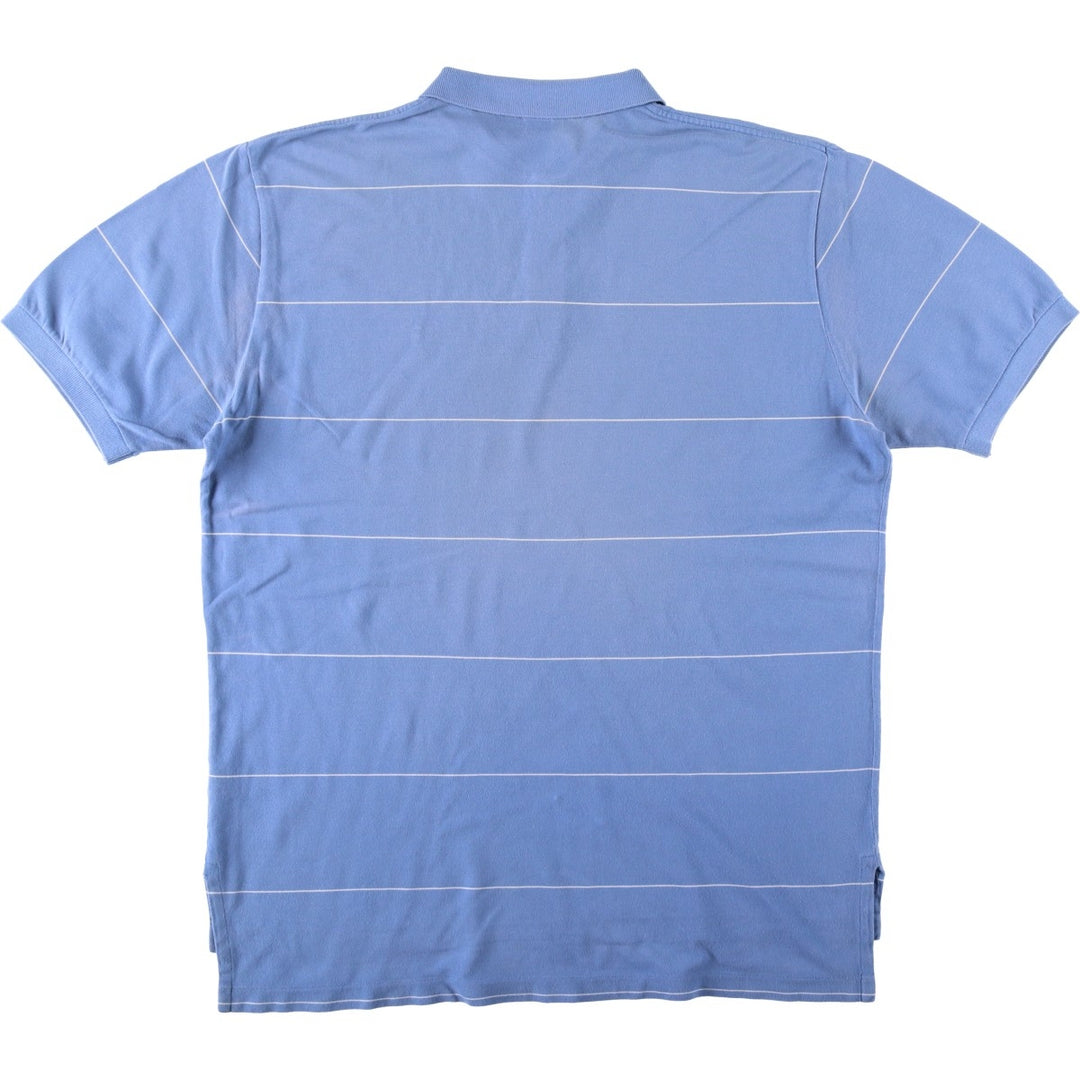 Ralph Lauren POLO by Ralph Lauren short sleeve striped polo shirt, men's XL size cotton Blue type light blue Vintage Second Hand