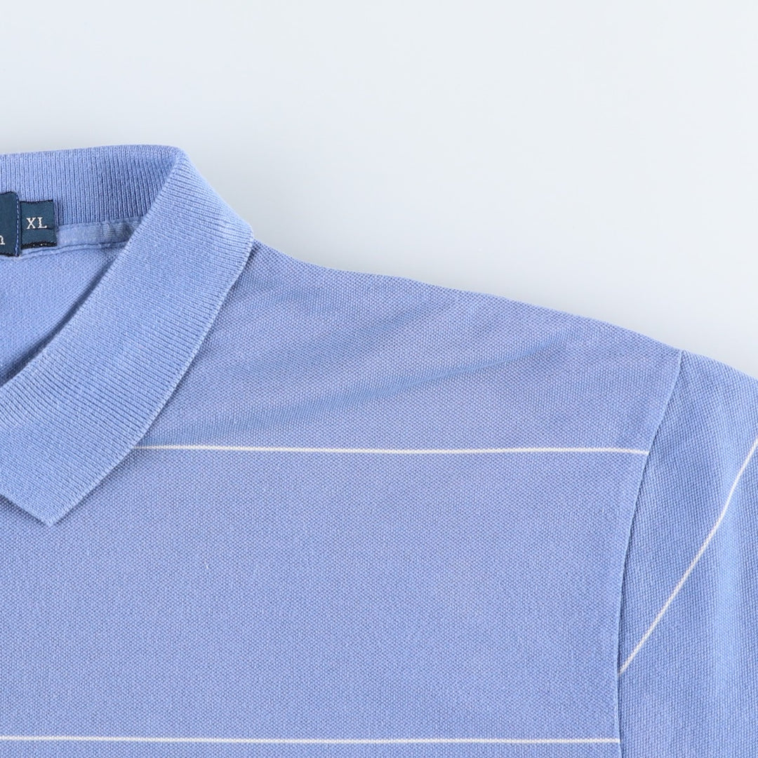 Ralph Lauren POLO by Ralph Lauren short sleeve striped polo shirt, men's XL size cotton Blue type light blue Vintage Second Hand