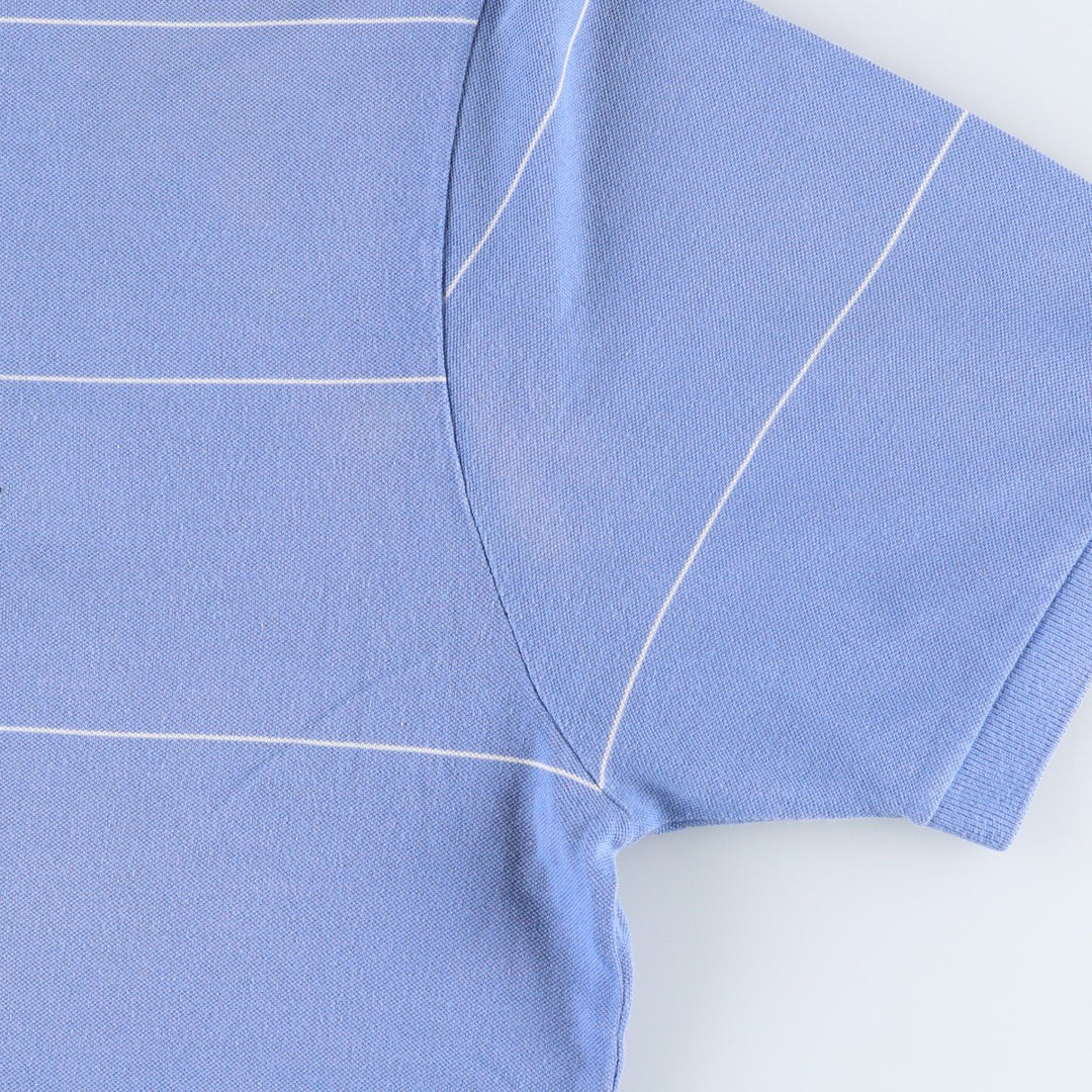 Ralph Lauren POLO by Ralph Lauren short sleeve striped polo shirt, men's XL size cotton Blue type light blue Vintage Second Hand