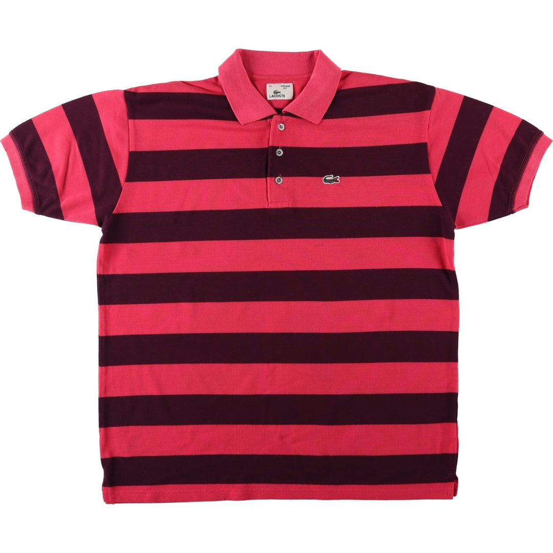 Lacoste Vintage Fit Short-Sleeve Striped Polo Shirt, Men's Size XL (approx.) unclear pink type Vintage Second Hand