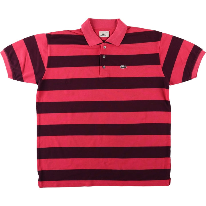Lacoste Vintage Fit Short-Sleeve Striped Polo Shirt, Men's Size XL (approx.) unclear pink type Vintage Second Hand
