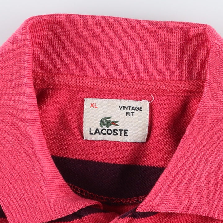 Lacoste Vintage Fit Short-Sleeve Striped Polo Shirt, Men's Size XL (approx.) unclear pink type Vintage Second Hand