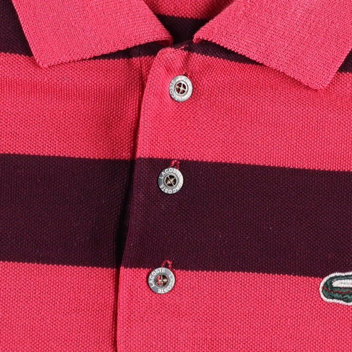Lacoste Vintage Fit Short-Sleeve Striped Polo Shirt, Men's Size XL (approx.) unclear pink type Vintage Second Hand
