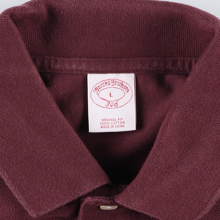 Brooks Brothers Men's Short Sleeve Polo Shirt, Size L cotton wine-red Vintage Second Hand