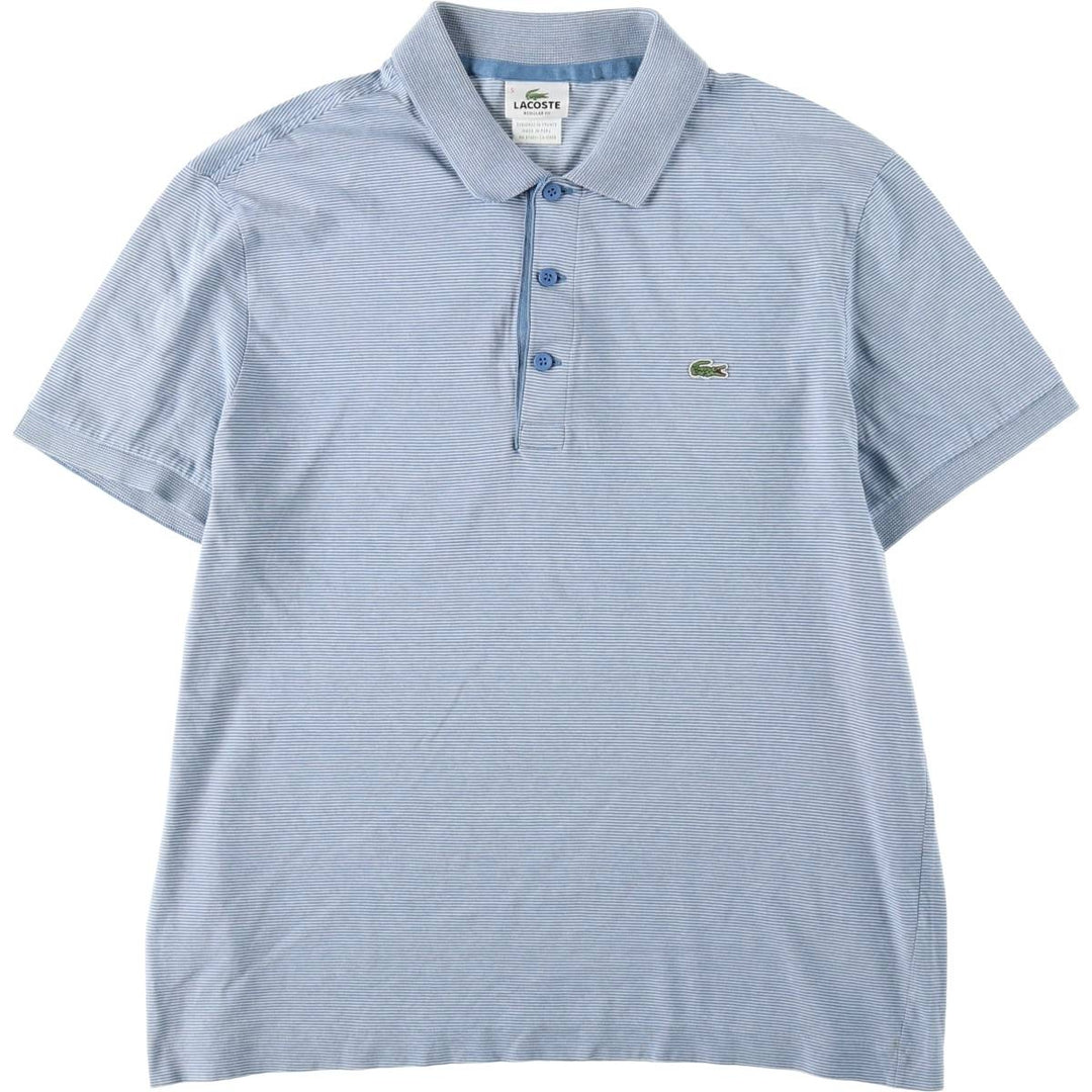 Lacoste (LACOSTE) France-designed Regular Fit Short-Sleeve Striped Polo Shirt, Size 5 (Equivalent to Men's L) cotton blue type Vintage Second Hand
