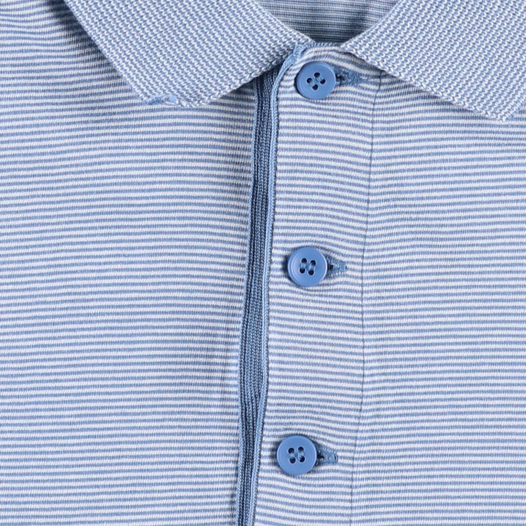 Lacoste (LACOSTE) France-designed Regular Fit Short-Sleeve Striped Polo Shirt, Size 5 (Equivalent to Men's L) cotton blue type Vintage Second Hand