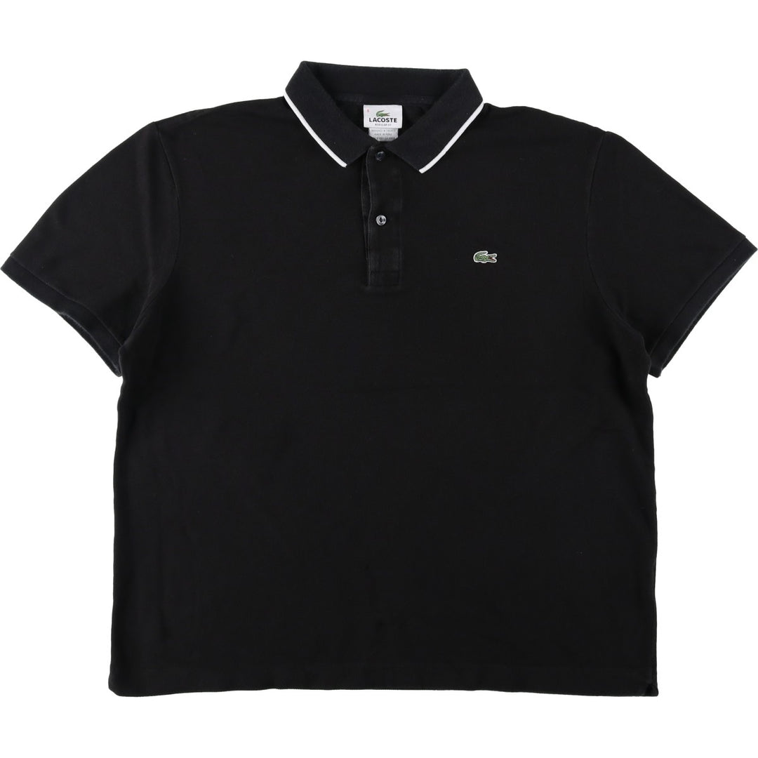 Lacoste (French design) Regular Fit Short-Sleeve Polo Shirt, Men's Size XL (approx.) cotton black type Vintage Second Hand