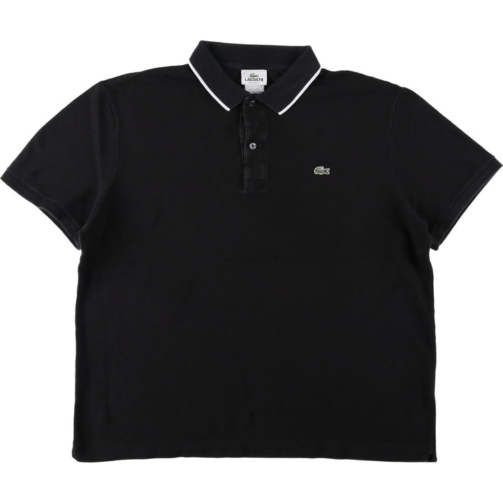 Lacoste (French design) Regular Fit Short-Sleeve Polo Shirt, Men's Size XL (approx.) cotton black type Vintage Second Hand