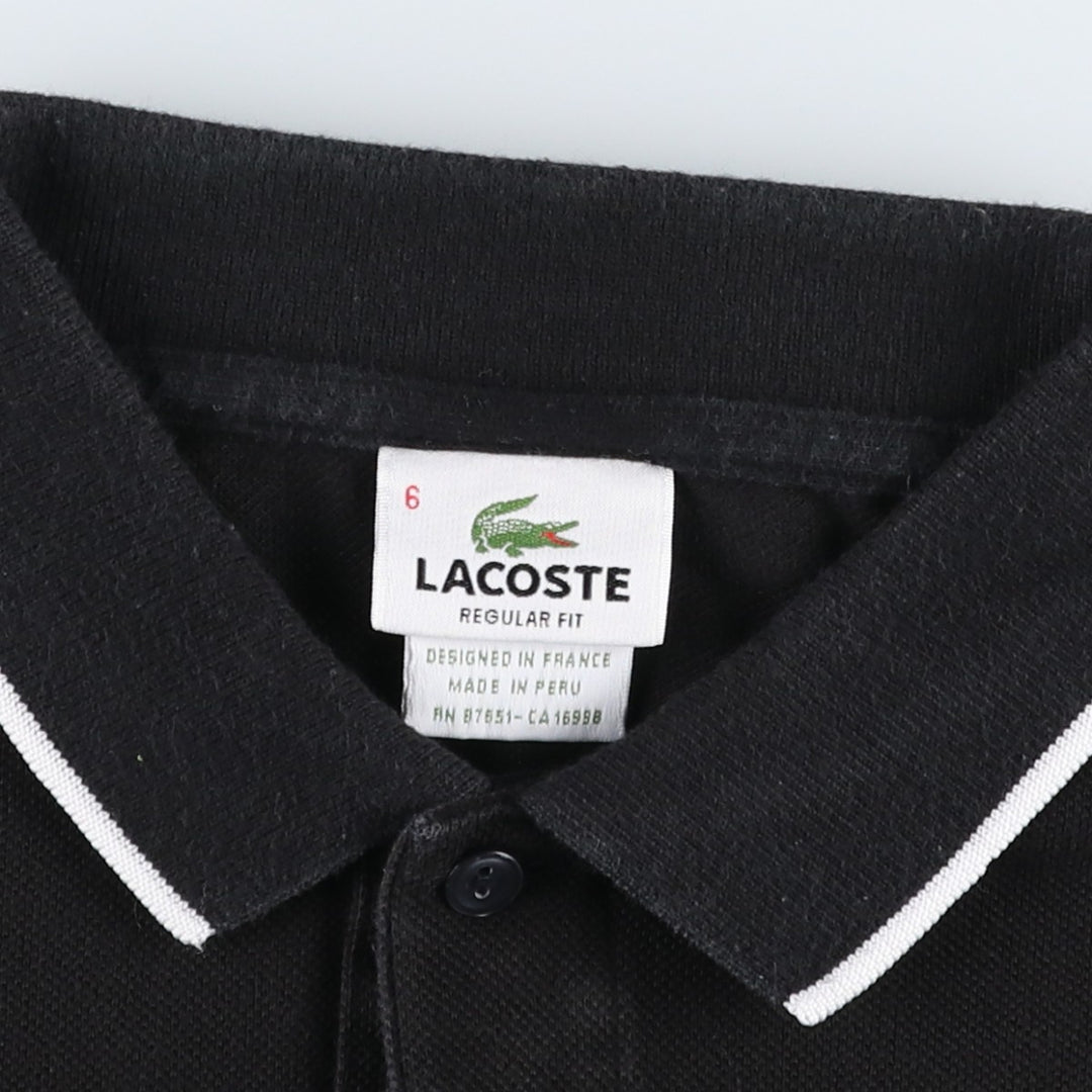Lacoste (French design) Regular Fit Short-Sleeve Polo Shirt, Men's Size XL (approx.) cotton black type Vintage Second Hand