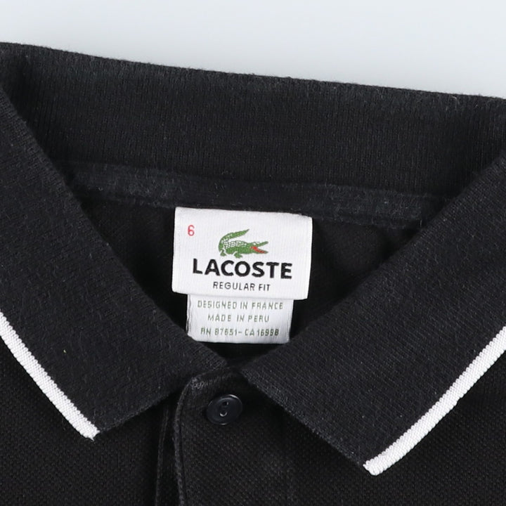 Lacoste (French design) Regular Fit Short-Sleeve Polo Shirt, Men's Size XL (approx.) cotton black type Vintage Second Hand