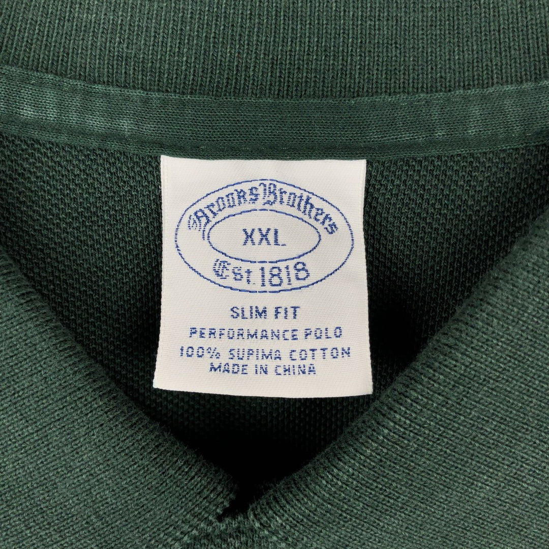 Brooks Brothers Est.1818 Short-Sleeve Polo Shirt, Men's Size XXL (approx.) cotton Green type dark green Vintage Second Hand