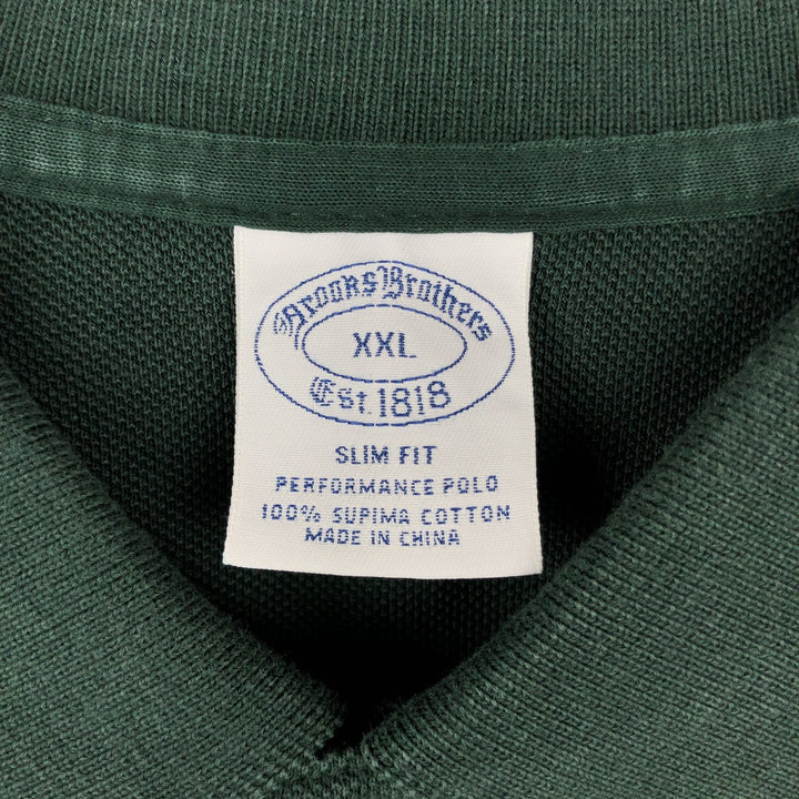 Brooks Brothers Est.1818 Short-Sleeve Polo Shirt, Men's Size XXL (approx.) cotton Green type dark green Vintage Second Hand
