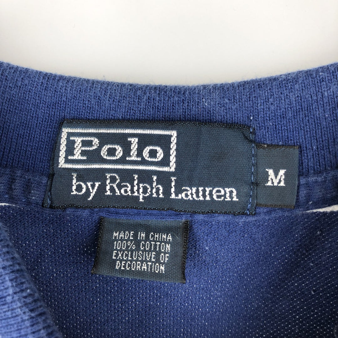 Ralph Lauren POLO by Ralph Lauren short sleeve striped polo shirt, men's size M cotton blue type Vintage Second Hand