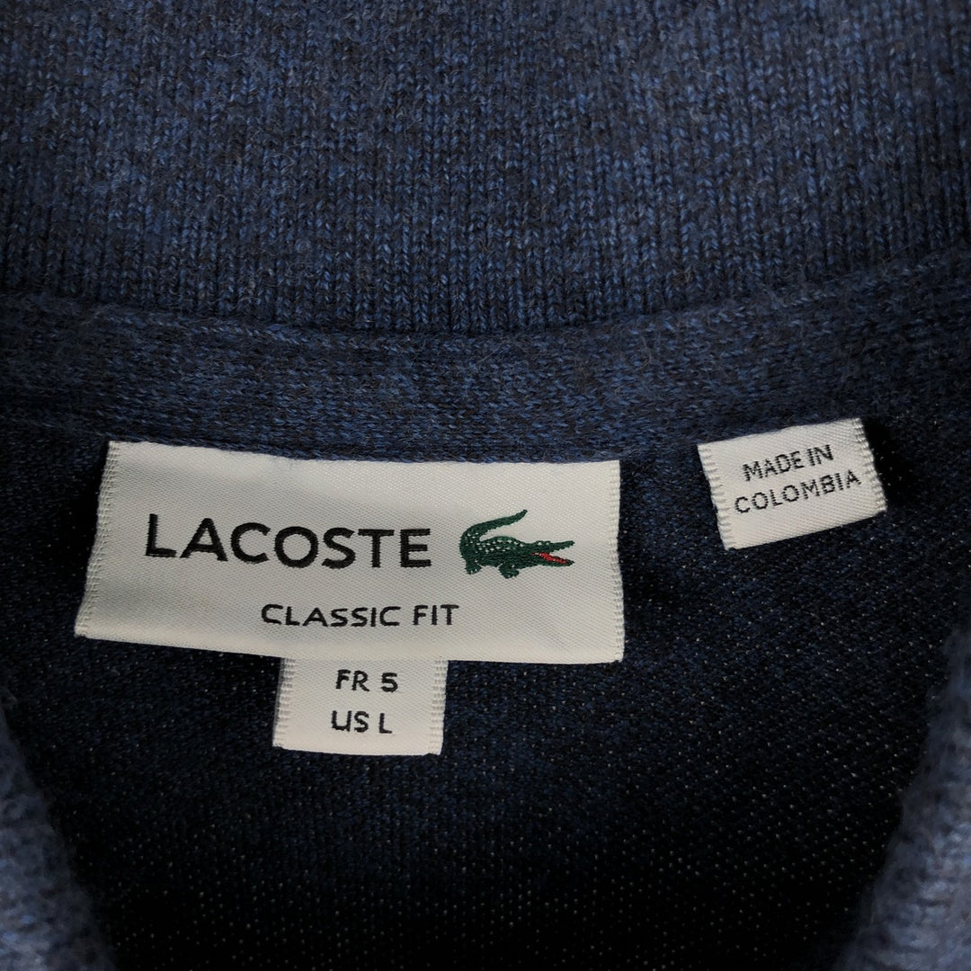 Lacoste Classic Fit short sleeve polo shirt, men's size L cotton navy blue type Vintage Second Hand