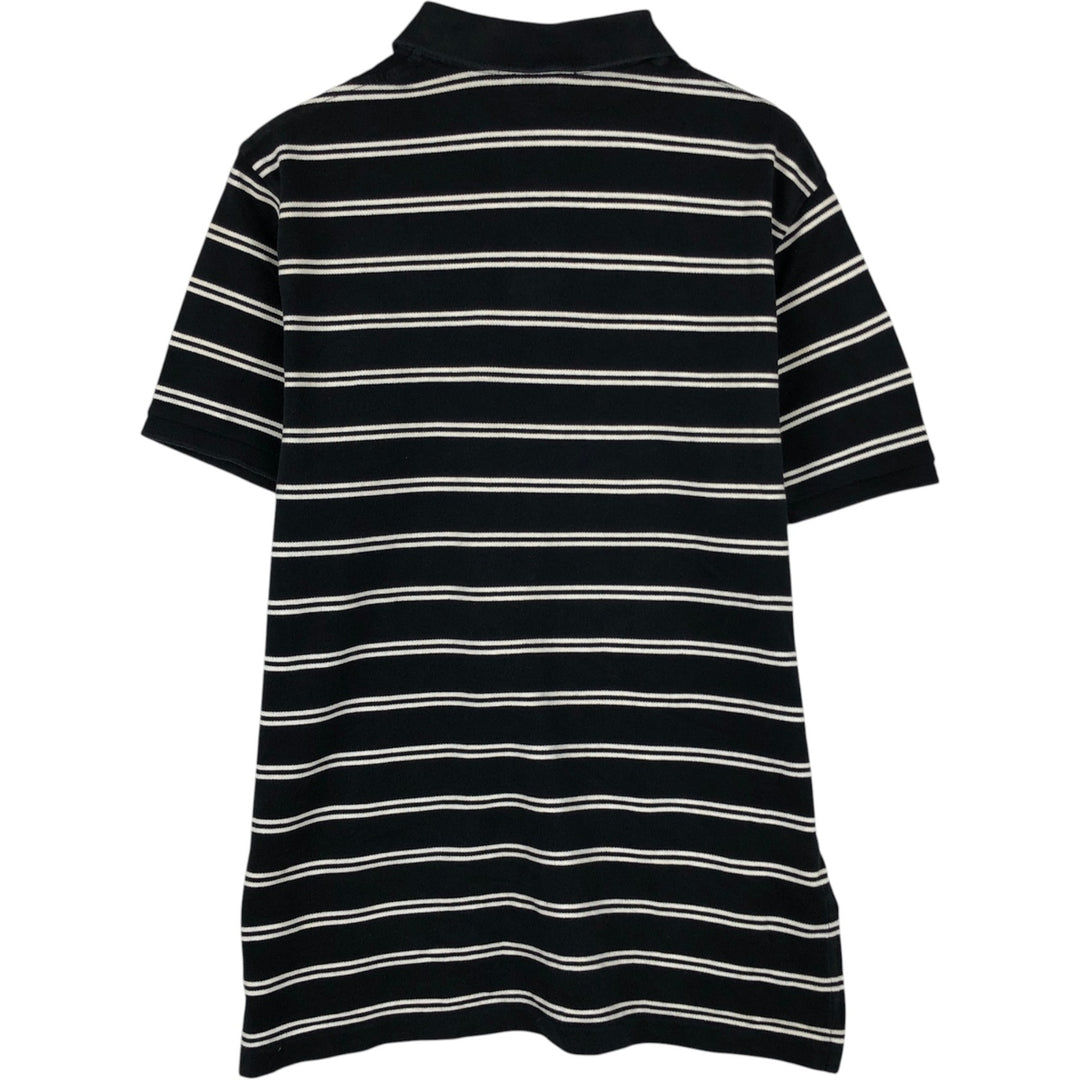 Ralph Lauren POLO by Ralph Lauren CUSTOM FIT short sleeve striped polo shirt men's size L cotton black type Vintage Second Hand