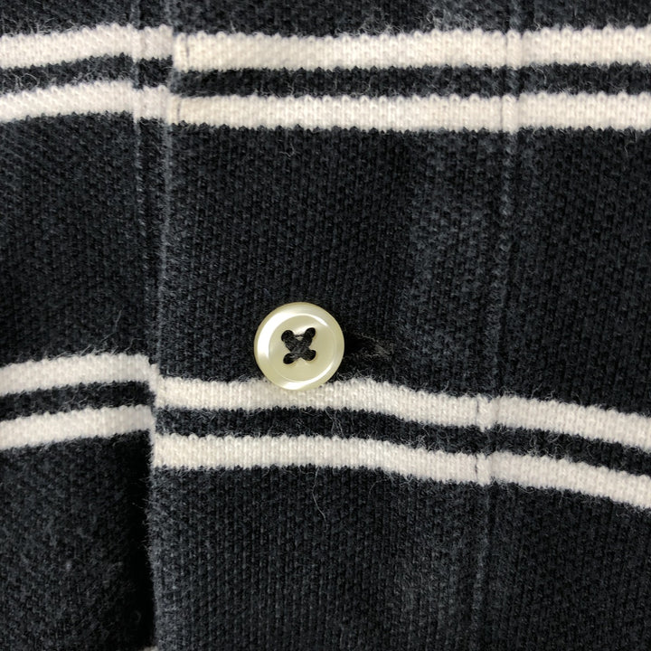 Ralph Lauren POLO by Ralph Lauren CUSTOM FIT short sleeve striped polo shirt men's size L cotton black type Vintage Second Hand