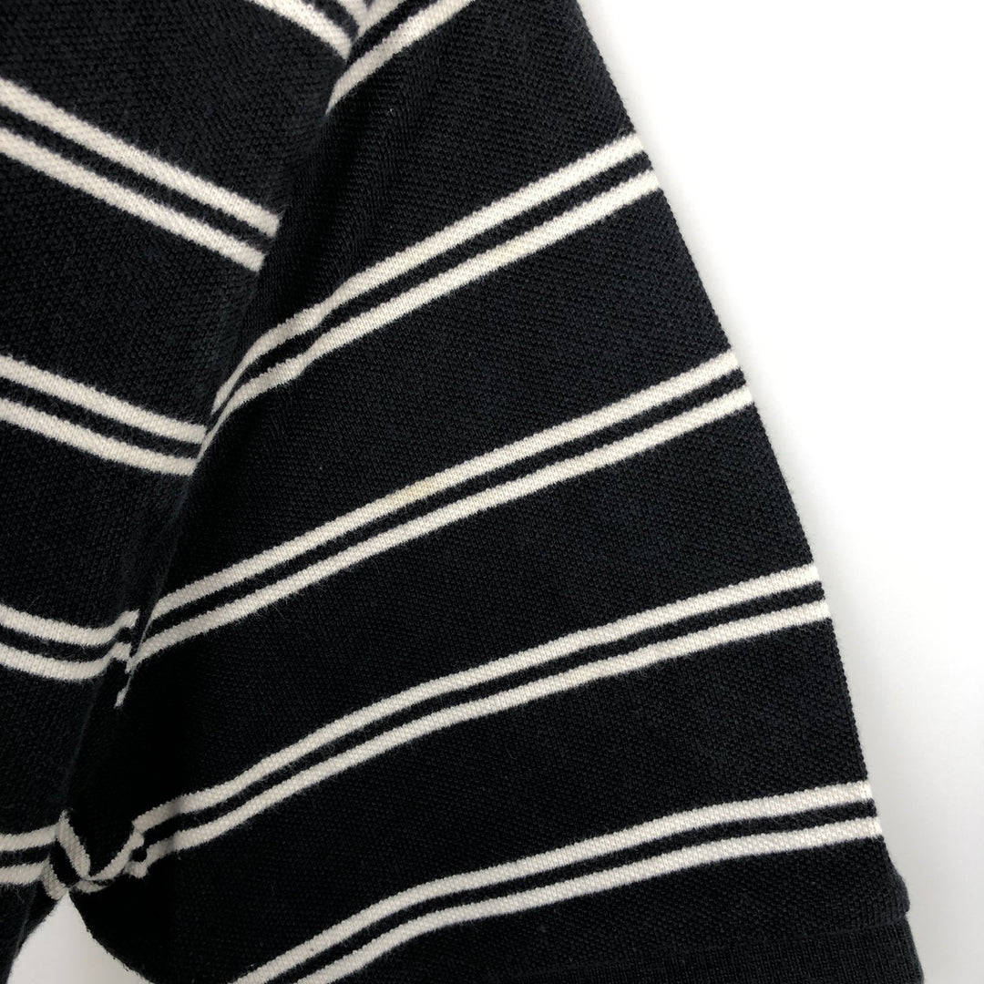 Ralph Lauren POLO by Ralph Lauren CUSTOM FIT short sleeve striped polo shirt men's size L cotton black type Vintage Second Hand