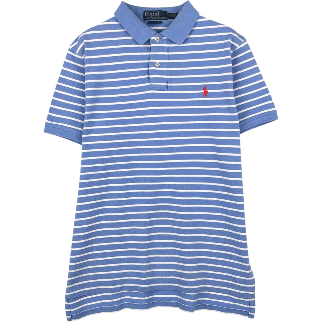 Ralph Lauren POLO by Ralph Lauren short sleeve striped polo shirt, men's size M cotton Blue type light blue Vintage Second Hand