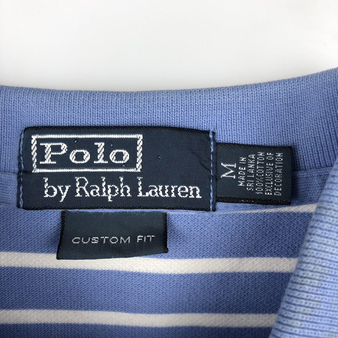 Ralph Lauren POLO by Ralph Lauren short sleeve striped polo shirt, men's size M cotton Blue type light blue Vintage Second Hand