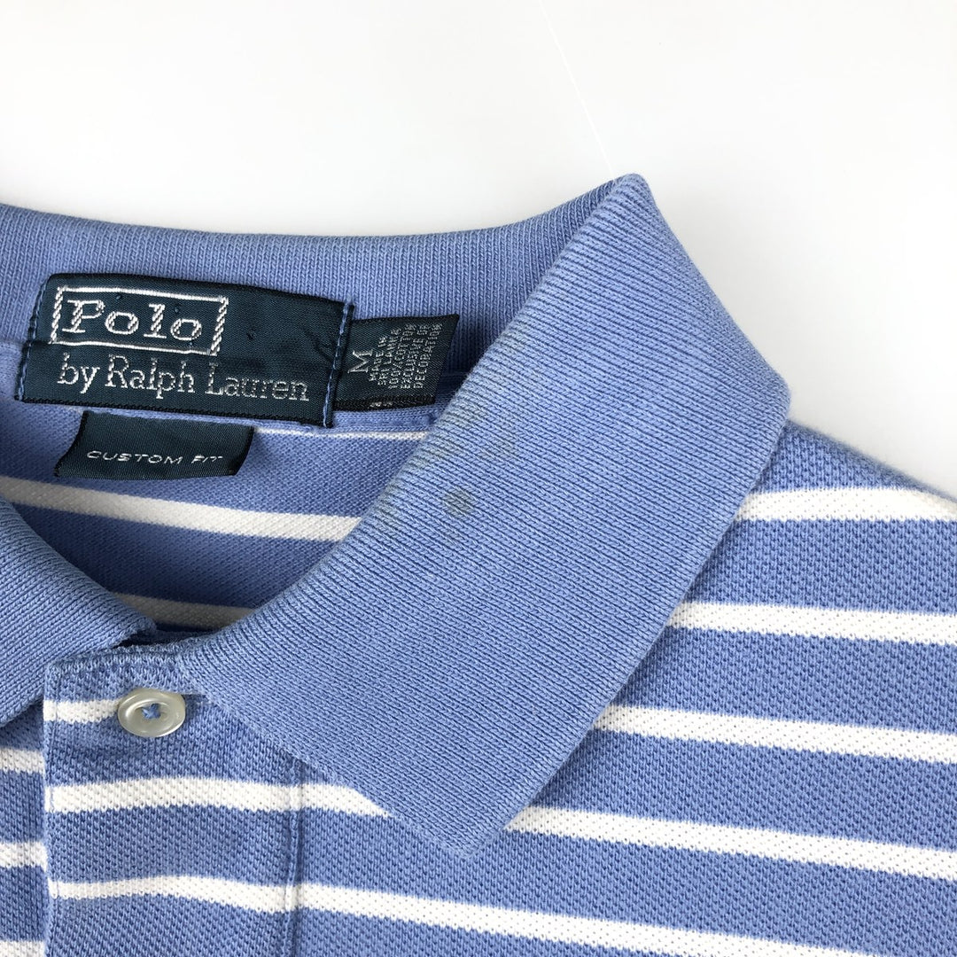 Ralph Lauren POLO by Ralph Lauren short sleeve striped polo shirt, men's size M cotton Blue type light blue Vintage Second Hand