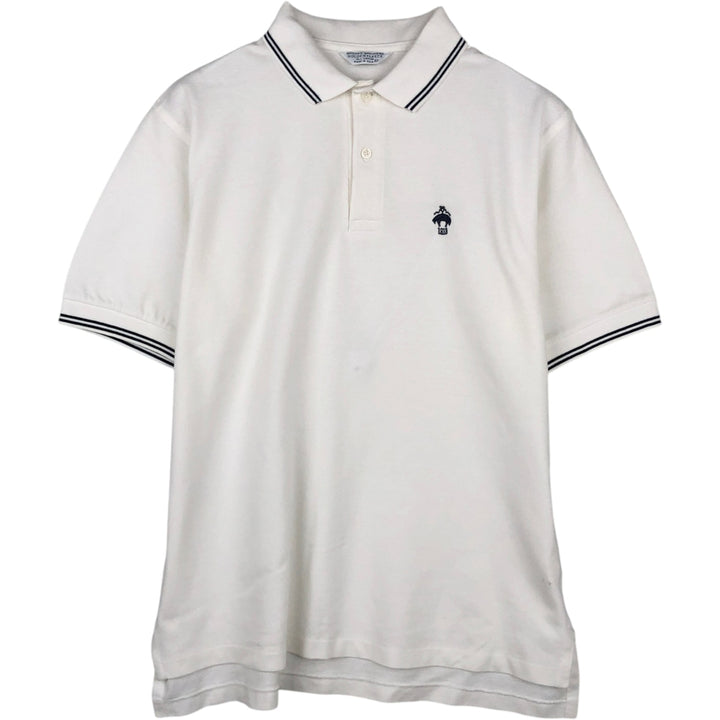1980'S Brooks Brothers Golden Fleece Short-Sleeve Polo Shirt, Made in USA, Men's Size L (approx.), Vintage cotton white type Vintage Second Hand