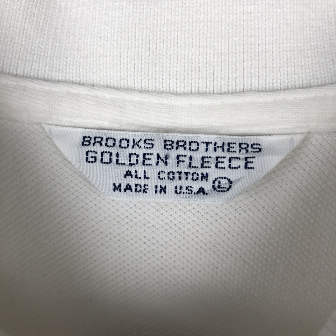 1980'S Brooks Brothers Golden Fleece Short-Sleeve Polo Shirt, Made in USA, Men's Size L (approx.), Vintage cotton white type Vintage Second Hand