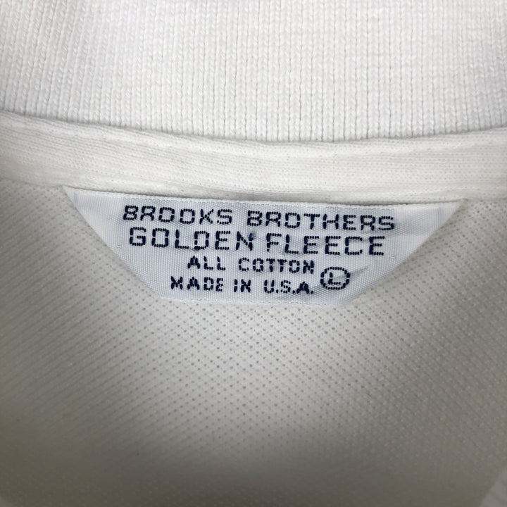 1980'S Brooks Brothers Golden Fleece Short-Sleeve Polo Shirt, Made in USA, Men's Size L (approx.), Vintage cotton white type Vintage Second Hand