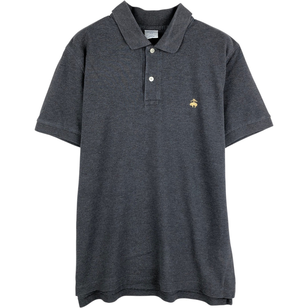 Brooks Brothers 1818 Slim Fit Short-Sleeve Polo Shirt, Men's Size L (approx.) cotton Charcoal Vintage Second Hand