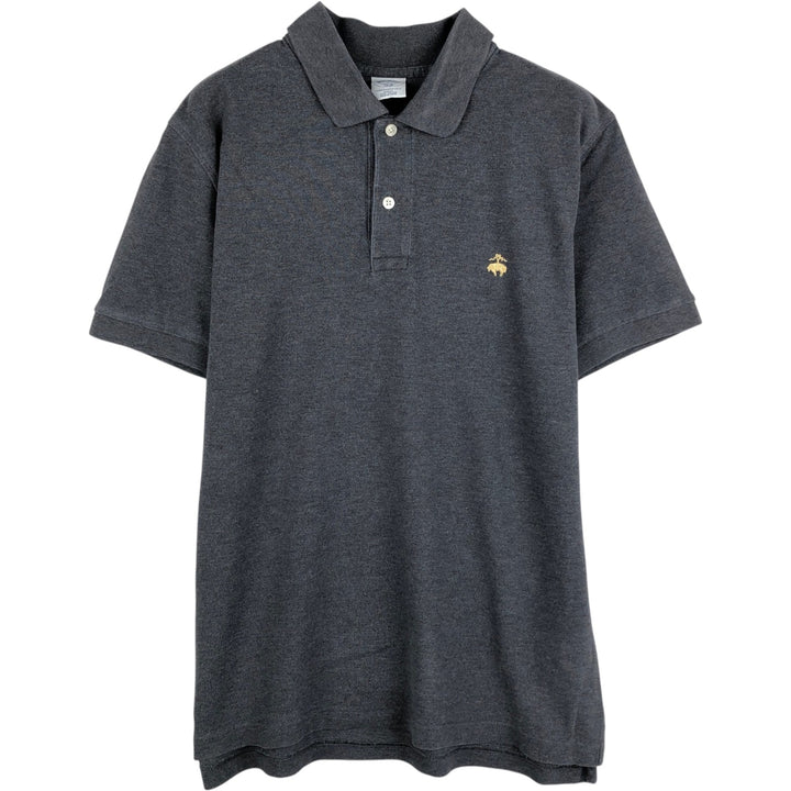Brooks Brothers 1818 Slim Fit Short-Sleeve Polo Shirt, Men's Size L (approx.) cotton Charcoal Vintage Second Hand