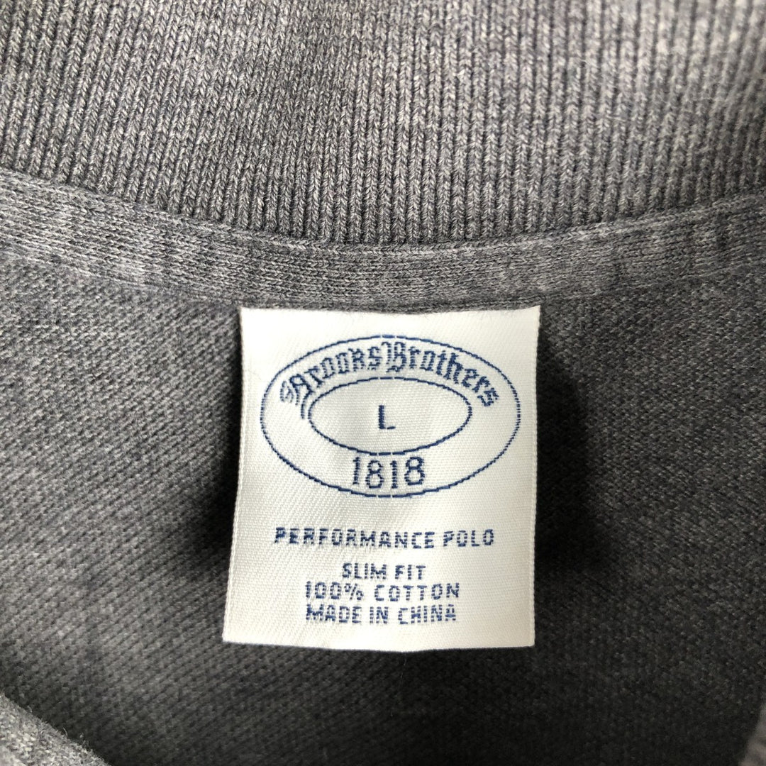 Brooks Brothers 1818 Slim Fit Short-Sleeve Polo Shirt, Men's Size L (approx.) cotton Charcoal Vintage Second Hand